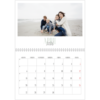 A4 Double Photo Calendar — Mixed typography [April]