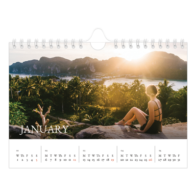 A5 Landscape Photo Calendar — Simple serif [January]