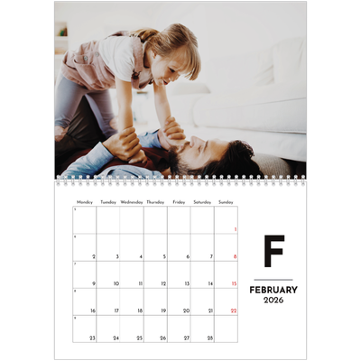 A4 Double Photo Calendar — Letter spotlight [February]