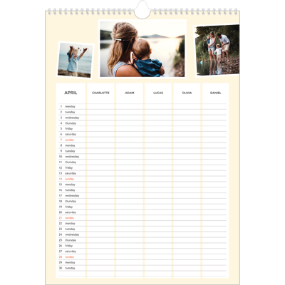 A3 Family Planner — Modern Planner - Family of 5 [April]