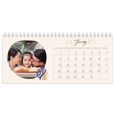 Desk calendars — Minimalist coral [January]