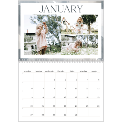 A4 Double Photo Calendar — Paintbrush effect [January]