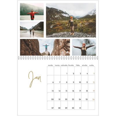 A4 Double Photo Calendar — Scribble text [January]