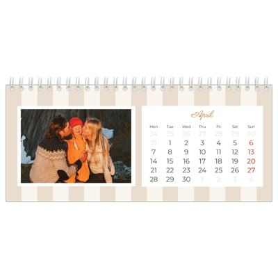 Desk calendars — Script and stripes [April]