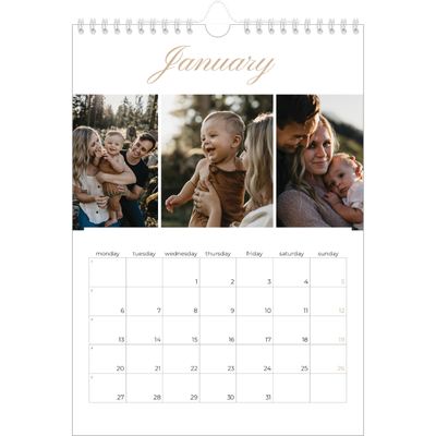 A4 Photo Calendar — Photo strip boxes [January]