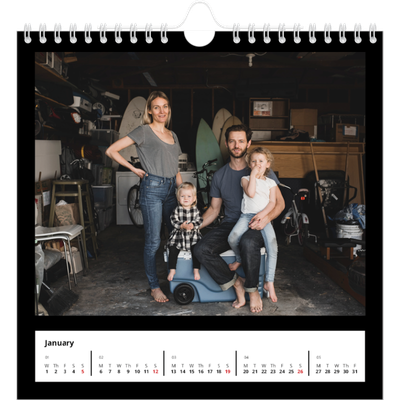 Square calendars  — Black margin [January]
