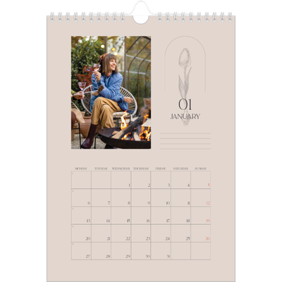 A4 Photo Calendar — Simple botanical [January]
