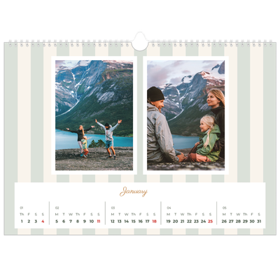 A3 Photo Calendar — Script and stripes [January]