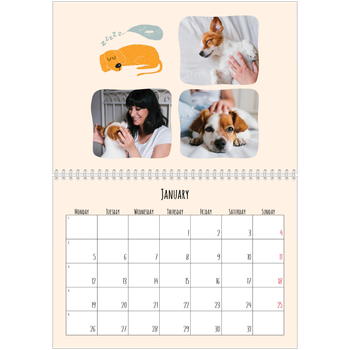 A4 Double Photo Calendar — Dog paws and doodles