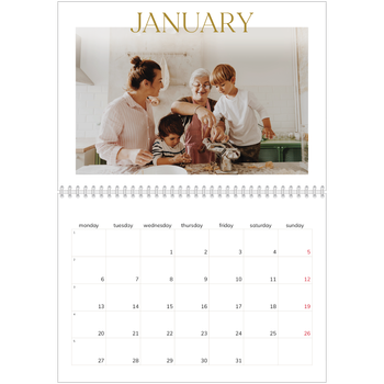 A4 Double Photo Calendar — Big gold text