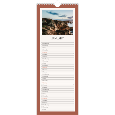 Slim Calendar  — Classic colours [January]