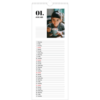 Slim Calendar  — Serif and moments [January]