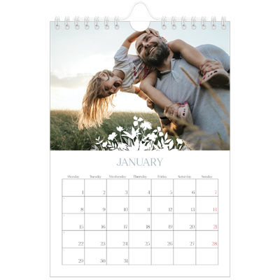 A5 Photo Calendar — Flower motif [January]