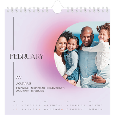 Square calendars  — Astrology gradients [February]