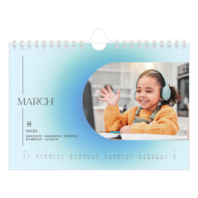 A5 Landscape Photo Calendar — Astrology gradients [March]