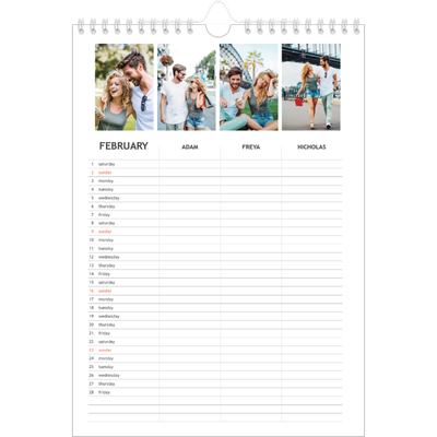 A4 Family Planner — Simple Planner - Family of 3 [February]