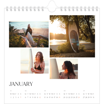 Square Photo Calendar — Surfing sunsets