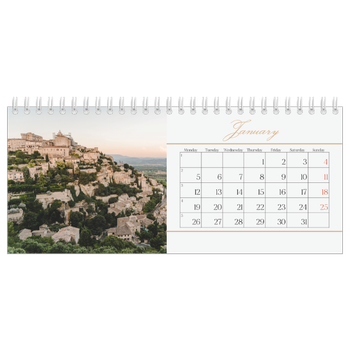 Desk Photo Calendar — Gold script banner