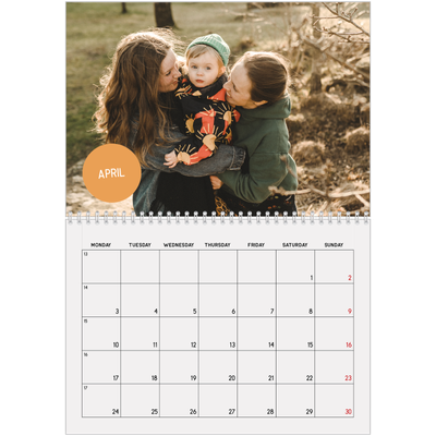 A4 Double Photo Calendar — Photo sticker [April]