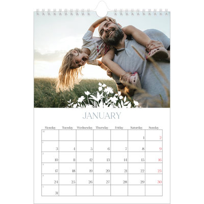 A4 Photo Calendar — Flower motif [January]