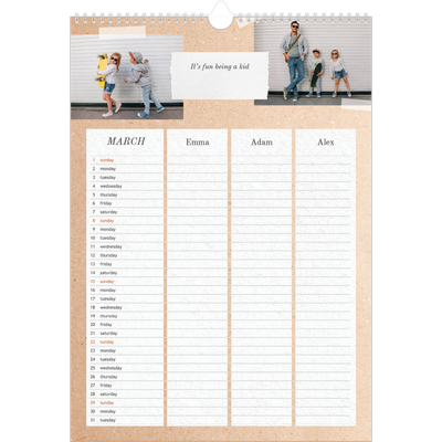 A3 Family Planner — Crafted Planner - Family of 3 [March]