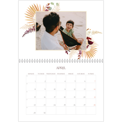 A4 Double Photo Calendar — Boho [April]