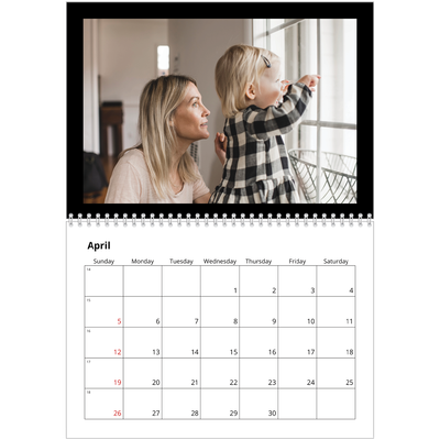 A4 Double Photo Calendar — Black margin [April]