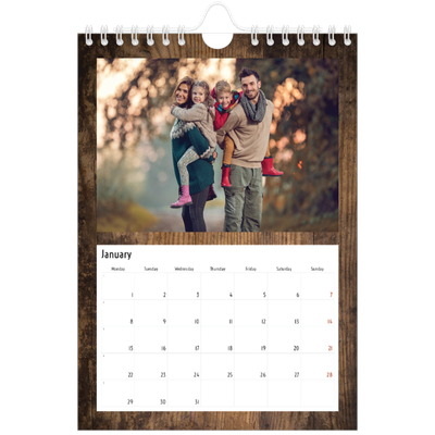 A5 Photo Calendar — Wood [January]