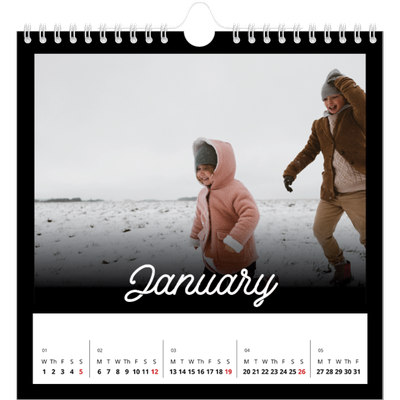 Square calendars  — Black minimal [January]