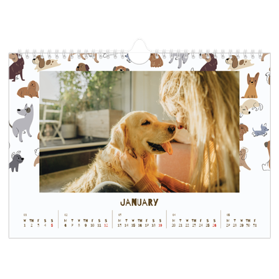 A4 Landscape Photo Calendar — Playful puppy [January]