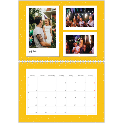 A4 Double Photo Calendar — Colour pop snapshots [April]