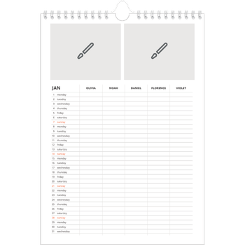 A4 Photo Calendar — Design your own planner - Family of 5