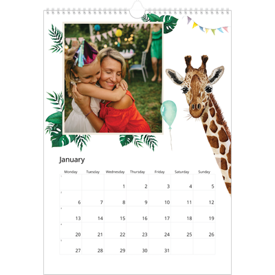 A3 photo calendars — Watercolour animals [January]