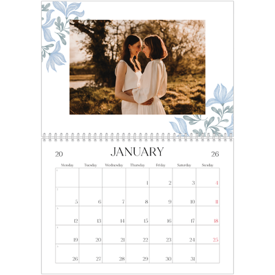 A4 Double Photo Calendar — Elegant floral [January]
