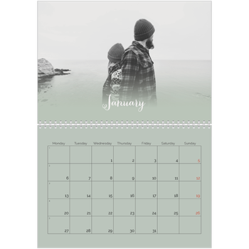 A4 Double Photo Calendar — Misty green