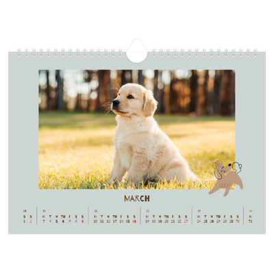 A4 Landscape Photo Calendar — Playful puppy [March]