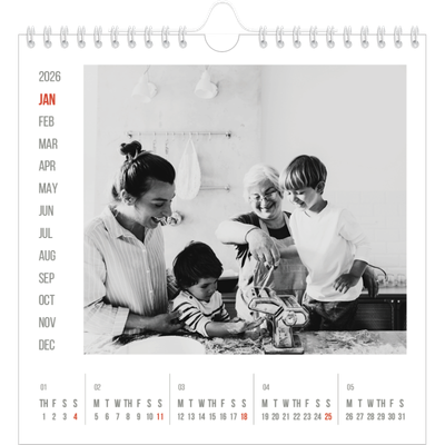 Square calendars  — Red highlights [January]