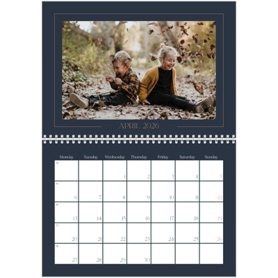 A4 Double Photo Calendar — Prussian blue [April]