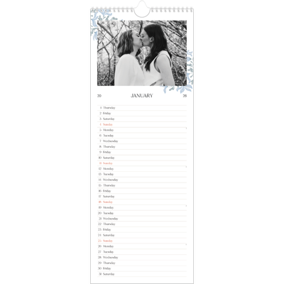 Slim Calendar  — Elegant floral [January]