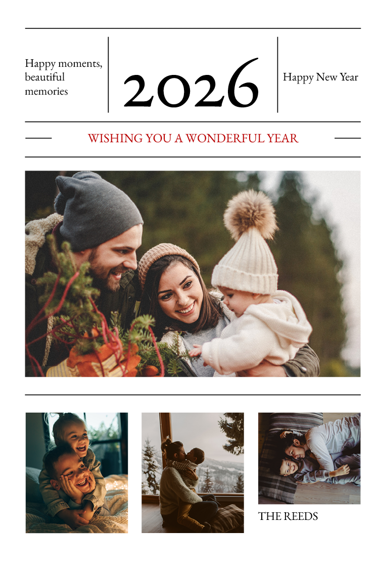 Cards — New Year review - berry red