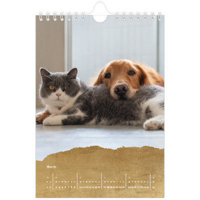 A5 Photo Calendar — Classic Gold [March]