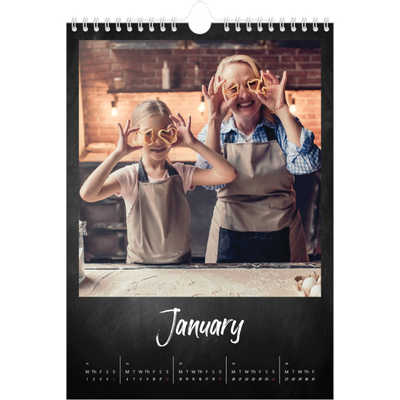 A4 Photo Calendar — Chalkboard style [January]