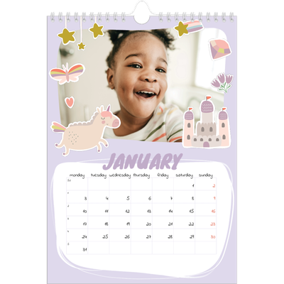 A4 Photo Calendar — Rainbow unicorn [January]