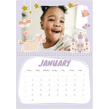 A4 Double Photo Calendar — Rainbow unicorn