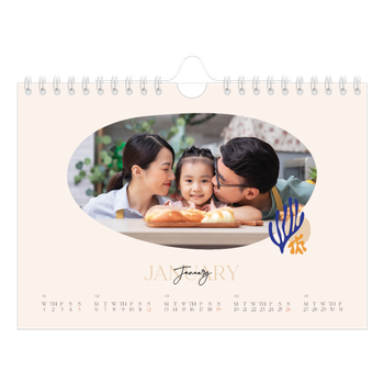 A5 Landscape Photo Calendar — Minimalist coral