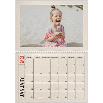 A4 Double Photo Calendar — Craft stamp effect