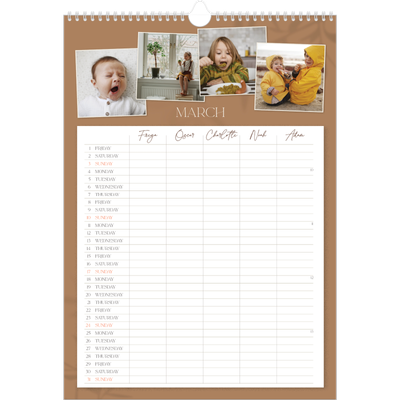A3 Family Planner — Down to earth Planner - Family of 5 [March]