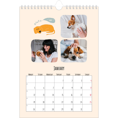 A4 Photo Calendar — Dog paws and doodles [January]