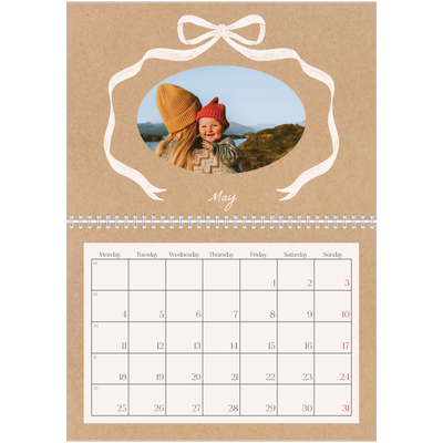 A4 Double Photo Calendar — Kraft and bow [cover]