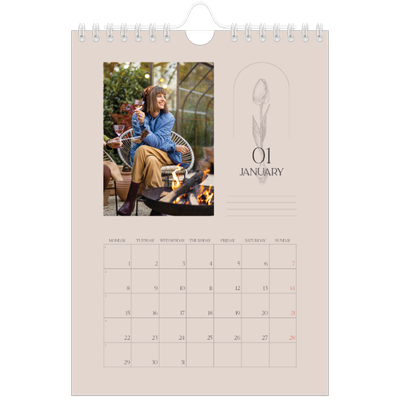A5 Photo Calendar — Simple botanical [January]